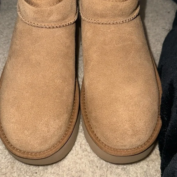 Ugg Women's Tan Platform Ankle Boots, ultra mini new heights - Picture 7 of 10